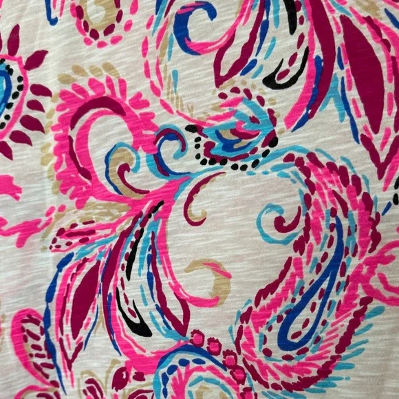 Lilly Pulitzer NWT Etta “Coconut Flitting About” Paisley Top in Ladies Large - Picture 6 of 13